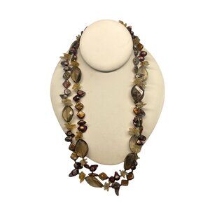 Natural Stone & Shell Multi-Color Beaded Necklace
